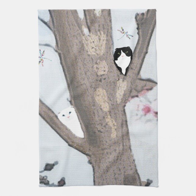 Serviette de cuisine en fleurs printanières (Vertical)