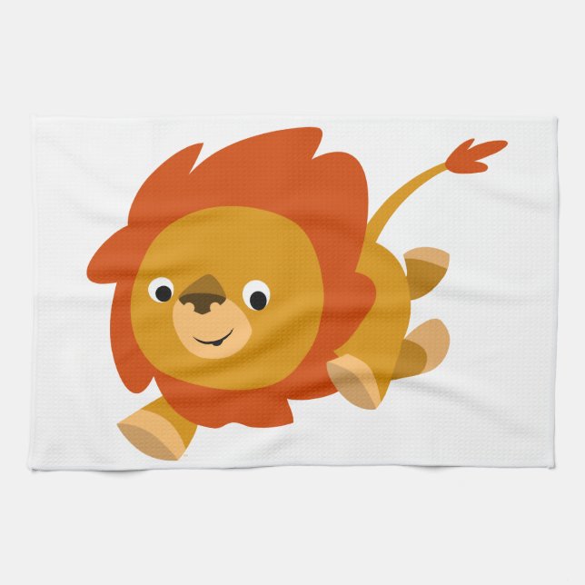 Serviette de cuisine en Lion Cartoon Fast Cute (Horizontal)