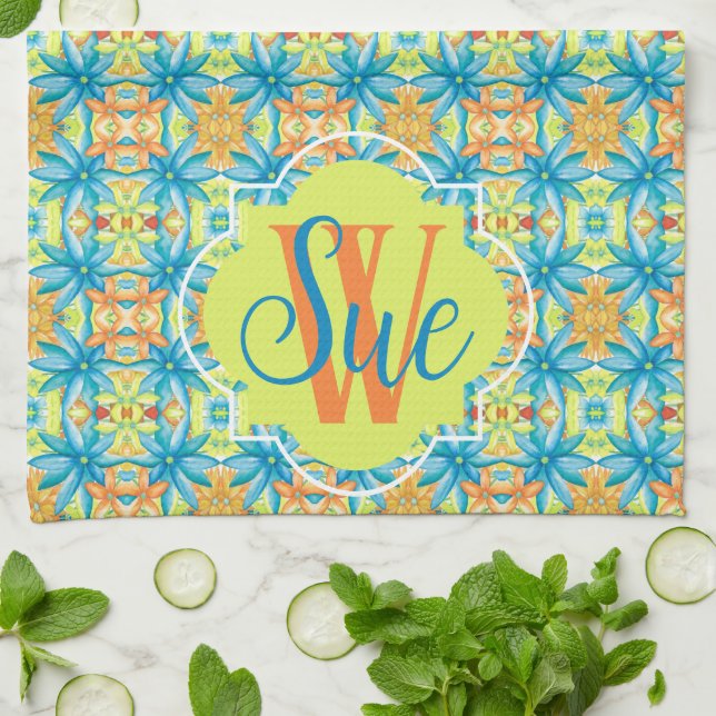 Serviette de cuisine en mosaïque florale (Plié)