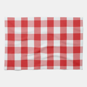 Serviette de cuisine en plaid de buffle rouge et b