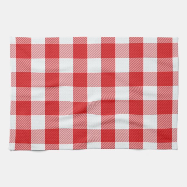 Serviette de cuisine en plaid de buffle rouge et b (Horizontal)
