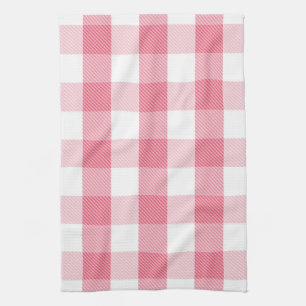 Serviette de cuisine en plaid rose et blanc