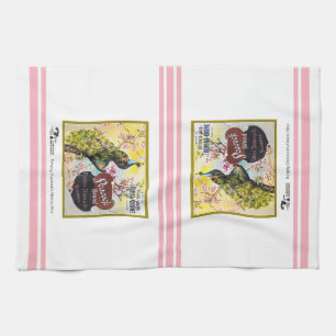 Serviette de cuisine - étiquette de caisse de frui