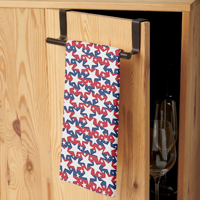 Serviette de cuisine étoiles et rayures (Pliage en tiers)