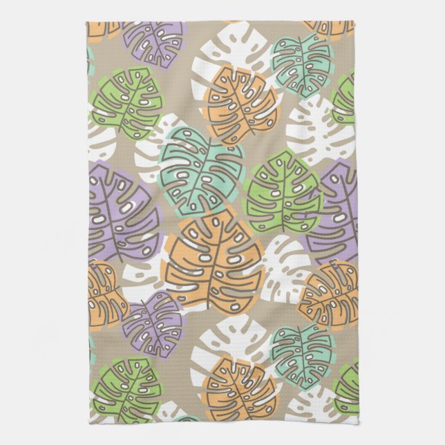 serviette de cuisine feuille pastel (Vertical)