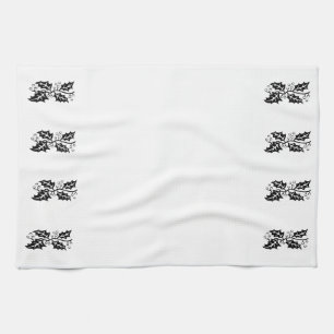 Serviette de cuisine - Feuilles creux en noir et b