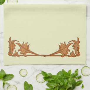 Serviette de cuisine - Feuilles en fer forgé