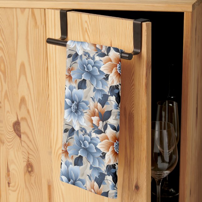 Serviette de cuisine fleurie (Pliage en tiers)