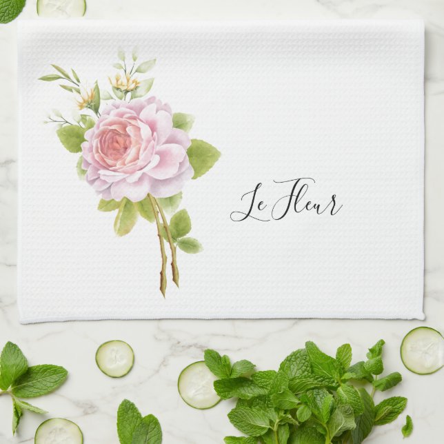 Serviette de cuisine fleurie (Plié)