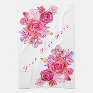 Serviette de cuisine fleurie avec texte personnali