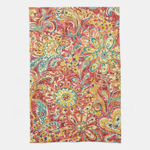 Serviette de cuisine fleurie colorée