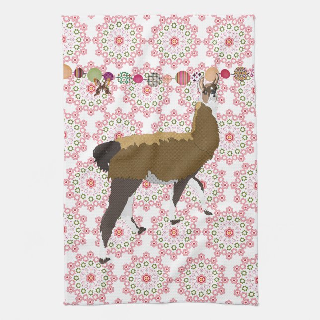 Serviette de cuisine fleurie rose chanceuse de (Vertical)