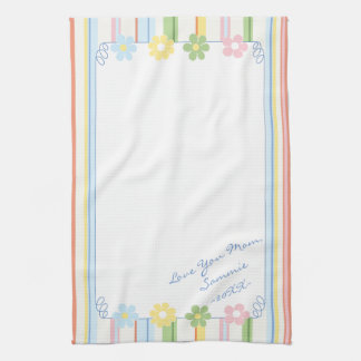 Serviette de cuisine "Fleurs Pastel & Stripes"