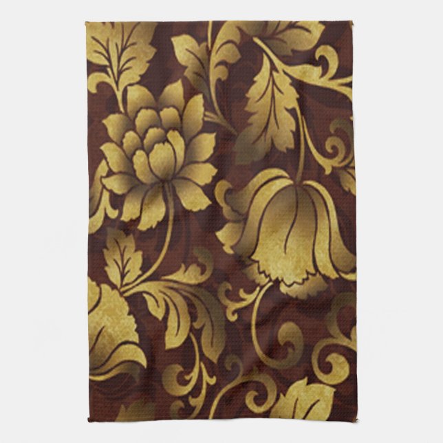 Serviette de cuisine florale Brown gracieuse (Vertical)