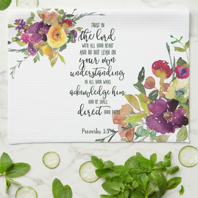 Serviette de cuisine florale Confiance dans le Sei (Plié)