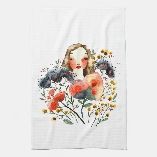 Serviette de cuisine florale de portrait (Vertical)