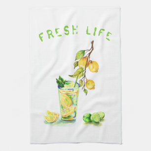 Serviette de cuisine fraîche au citron - Texte per