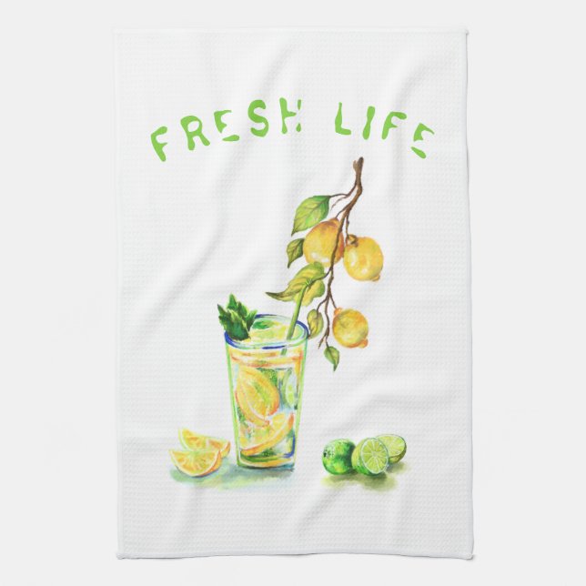 Serviette de cuisine fraîche au citron - Texte per (Vertical)