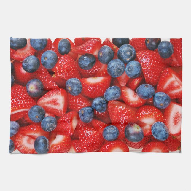 Serviette de cuisine fraîche de myrtilles et de (Horizontal)