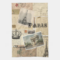 Serviette de cuisine française de collage de carte