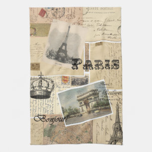 Serviette de cuisine française de collage de carte