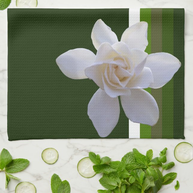 Serviette de cuisine - Gardenia on Stripes (Plié)
