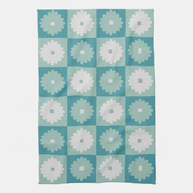 Serviette de cuisine géométrique moderne de fleurs (Vertical)