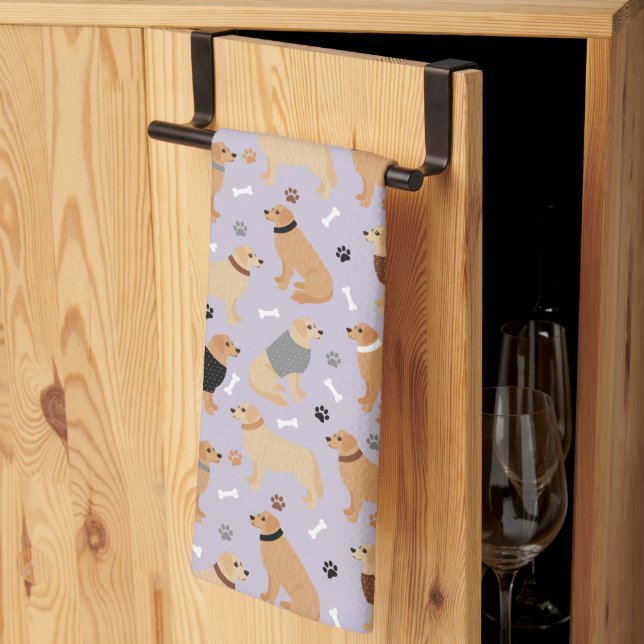 Serviette de cuisine Golden Retriever Bones and Pa (Pliage en tiers)