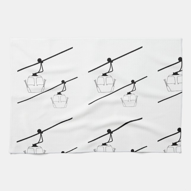 Serviette de cuisine gondole noire et blanche (Horizontal)