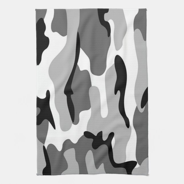Serviette de cuisine gris et noir Camouflage (Vertical)