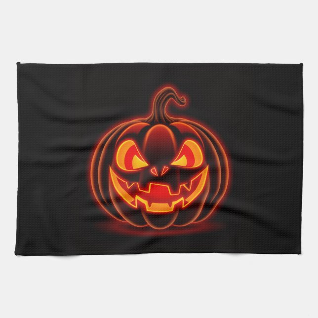 Serviette de cuisine Halloween Citrouille Néon Mig (Horizontal)