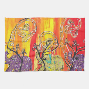 Serviette de cuisine heureuse de défilé d'éléphant