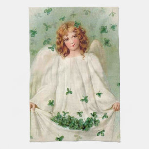 Serviette de cuisine irlandaise vintage d'ange