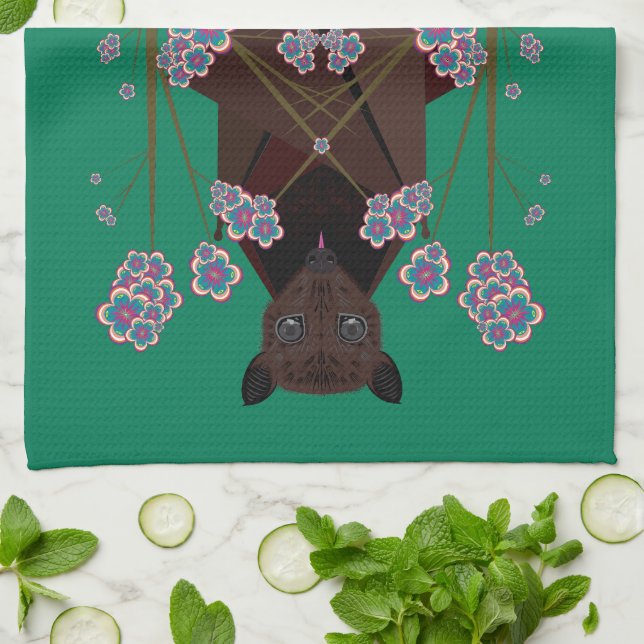 Serviette de cuisine Jade Fox volant (Plié)
