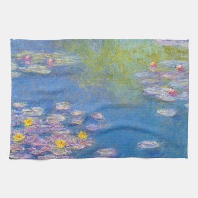 Serviette de cuisine jaune de nénuphars de Monet (Horizontal)