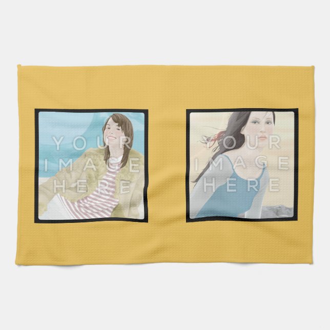 Serviette de cuisine jaune faite sur commande (Horizontal)
