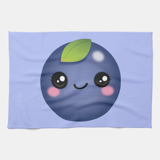 Serviette de cuisine Kawaii Blueberry (Horizontal)