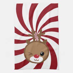Serviette de cuisine Kawaii Reindeer