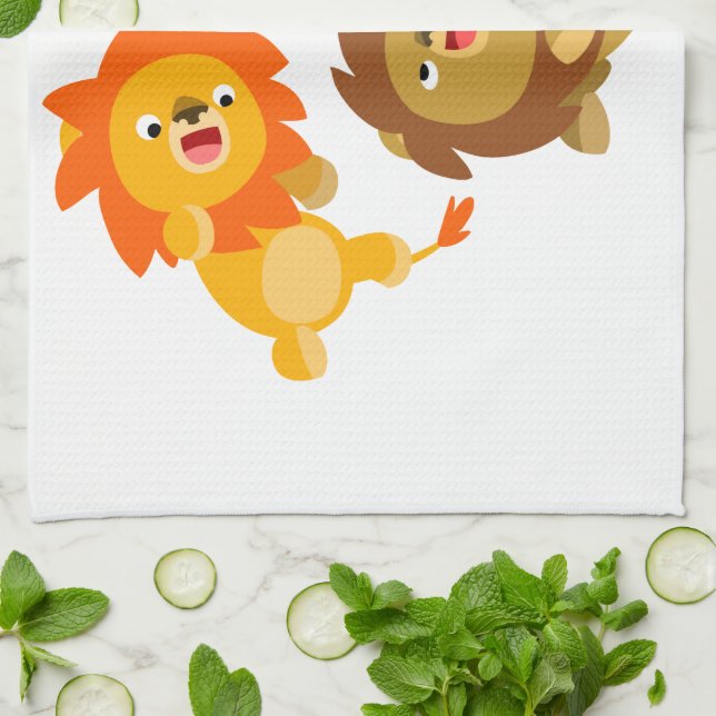 Serviette de cuisine Lions en Cartoon sans poids (Plié)