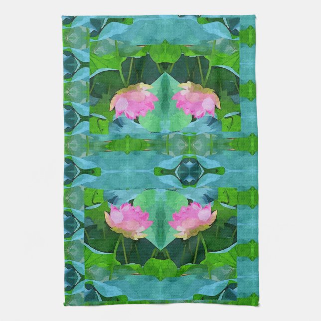Serviette de cuisine - Lotus rose Abstrait (Vertical)