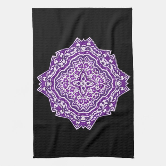 serviette de cuisine mandala violette (Vertical)