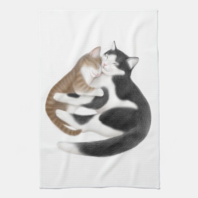 Serviette de cuisine maternelle de chats d'amour (Vertical)
