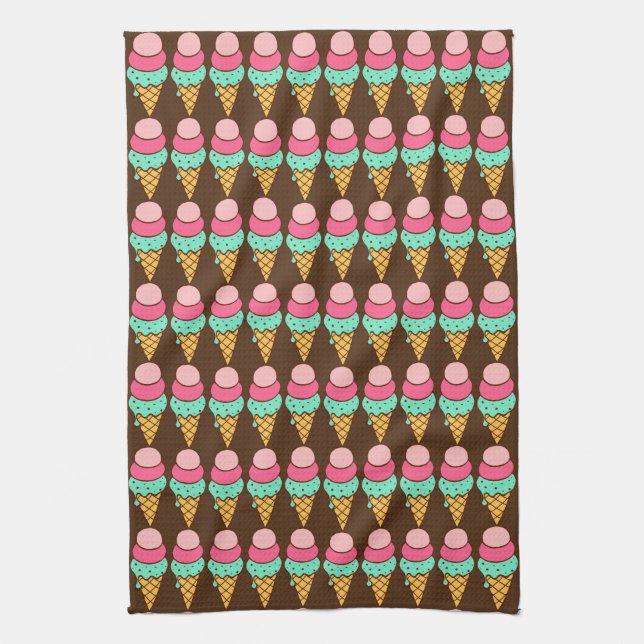 Serviette de cuisine mignonne à cônes de glace (Vertical)