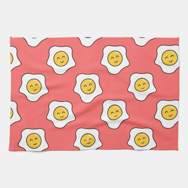 Serviette de cuisine mignonne heureuse d'Eggy (Horizontal)
