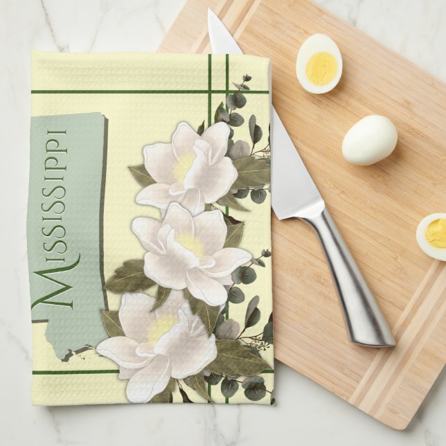 Serviette de cuisine Mississippi Magnolia (Quart Plié)