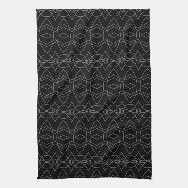 Serviette de cuisine moderne gris et charbon (Vertical)