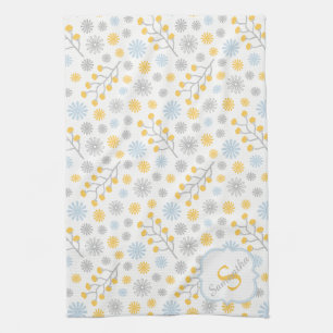 Serviette de cuisine Monogram Blue Yellow & Grey 1