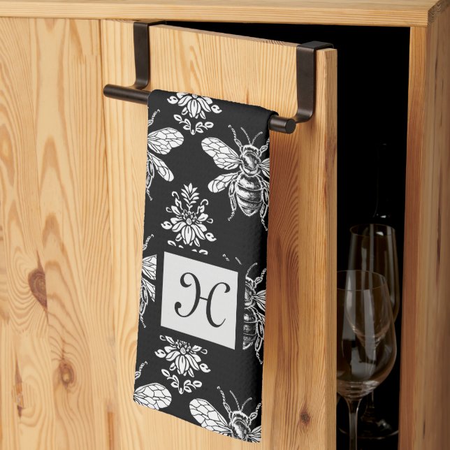Serviette de cuisine Monogram Queen Bee (Pliage en tiers)