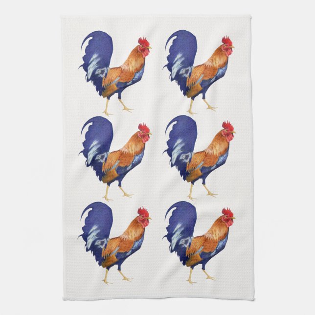 Serviette de cuisine motif 2 coq (Vertical)
