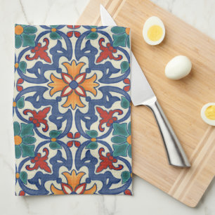 Serviette de cuisine Motif Azulejos colorée
